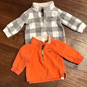 Gray plaid and Baby Pullovers. 9 months